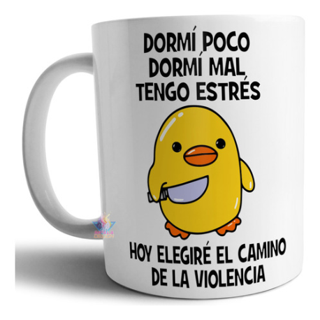 797132-MLA73668934885_122023,Taza Pollito Cuchillo Pollo Violencia Estres Dormir Trabajo 