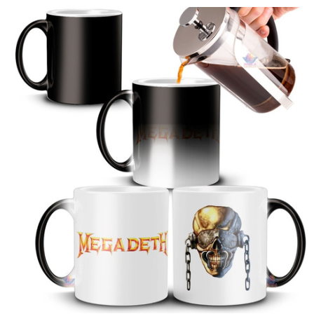 874156-MLA54980702835_052023,Taza Mágica Megadeth Banda Heavy Metal Logo Vic Rattlehead