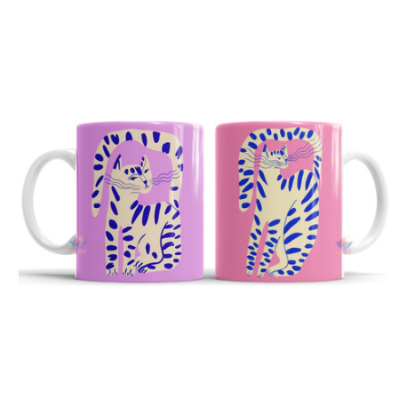 872924-MLA75890871659_042024,Taza De Cerámica Meditación Cartas Tarot Ojo Sol Gato Mod 02