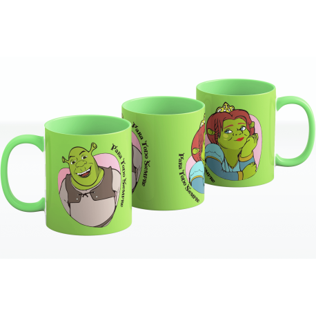 Taza Shrek Fiona Cerámica Color Ogro Amor Frase Enamorados Siempre