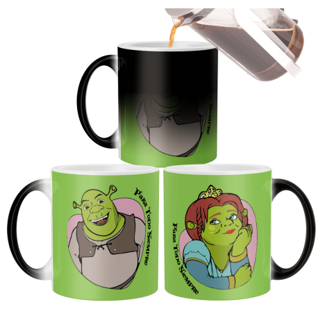 Taza Mágica Shrek Fiona Amor Frase Ogros Enamorados Siempre