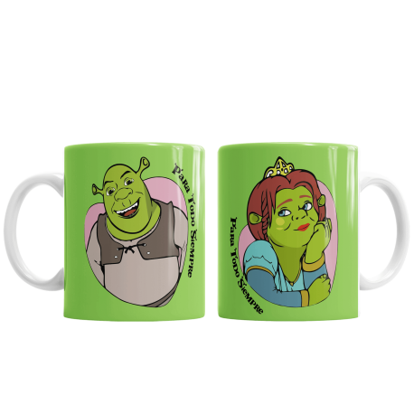 Taza Cerámica Shrek Fiona Amor Frase Ogro Enamorados Siempre