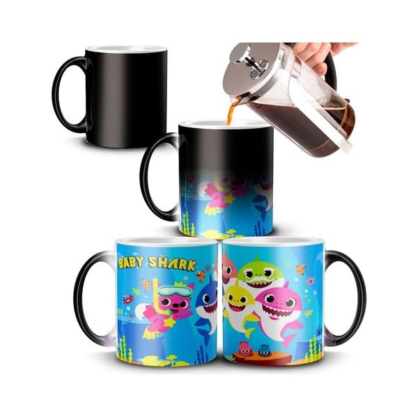 Taza Mágica De Cerámica Baby Shark Tiburón 1 Taza Mágica De Cerámica Baby Shark Tiburón