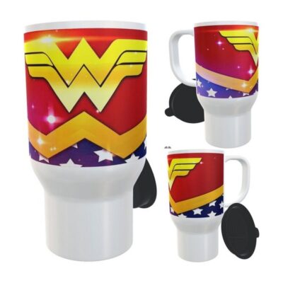 Jarro Térmico Plástico Wonder Woman Mujer Maravilla Logo