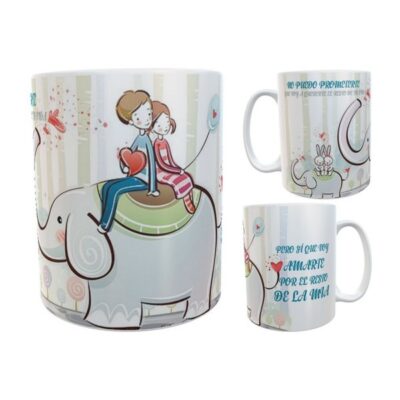 Taza Amor Frase San Valentín Elefante Love Enamorados Ceram