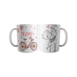 Taza Desayuno Café San Valentín Enamorados Te Amo Bicicleta