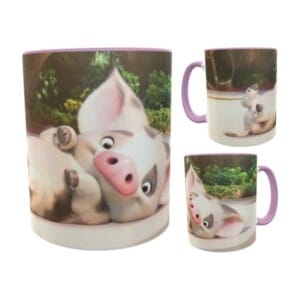 Moana Cerdo Pua Gallo Heihei Cerdito Disney Taza Int Rosa N2