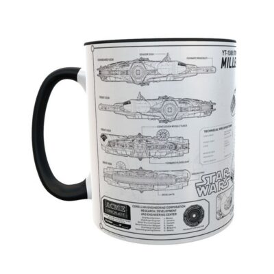 Taza Star Wars Negra Halcon Milenario Planos Falcon