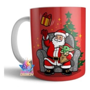 Taza Baby Yoda Papa Noel Navidad Cerámica Regalo Arbolito