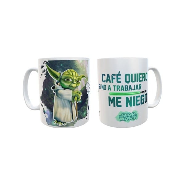 Taza Star Wars Maestro Yoda Café Quiero Trabajar Me Niego 1 Taza Star Wars Maestro Yoda Café Quiero Trabajar Me Niego