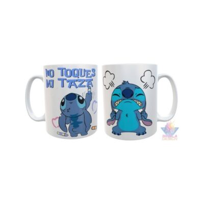 Taza Stitch Pintando No Toques Mi Taza Disney Cerámica