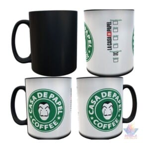 Taza Mágica La Casa De Papel Starbucks Mascara Cerámica