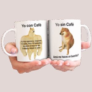 Taza Cerámica Perro Meme This Is Fine Llamas Fuego