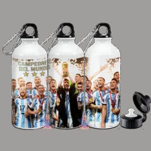 Botella Deportiva Messi Campeón Mundial Argentina Qatar 2022 Copa Personalizada con Nombre Aluminio Doble Tapa