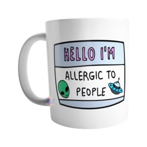 660325-MLA73628446698_122023,Taza De Cerámica Alérgico Gente Oficina Café Humor Meme Ovni
