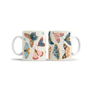 845471-MLA75890843589_042024,Taza De Cerámica Mariposas Cartas Tarot Ojo Sol Luna Mod 04