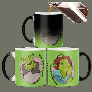 Taza Mágica Shrek Fiona Amor Frase Ogros Enamorados Siempre
