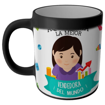 Taza Magica Aqui Toma El La Mejor Profesiones Regalo Familia VENDEDORA