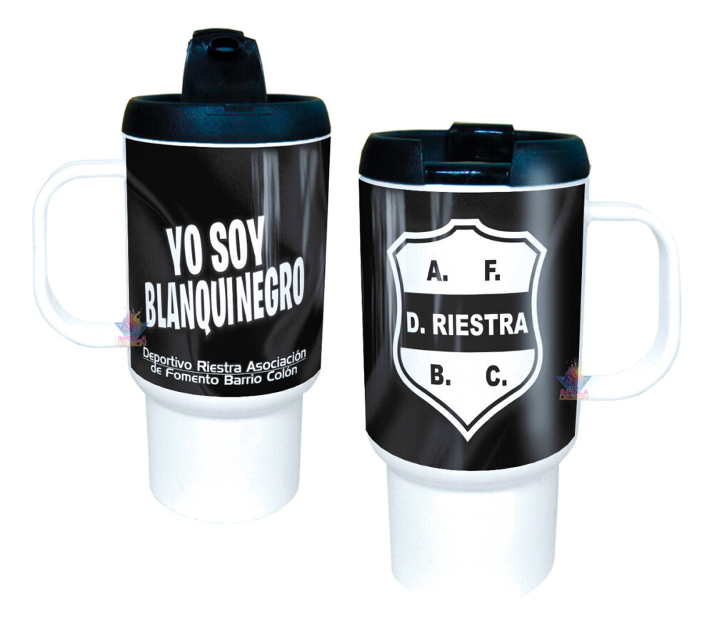 Jarro Térmico Equipos Fútbol Argentina Escudo Bandera Copa Riestra Deportivo Blanquinegro Asociación de Fomento Barrio Colón