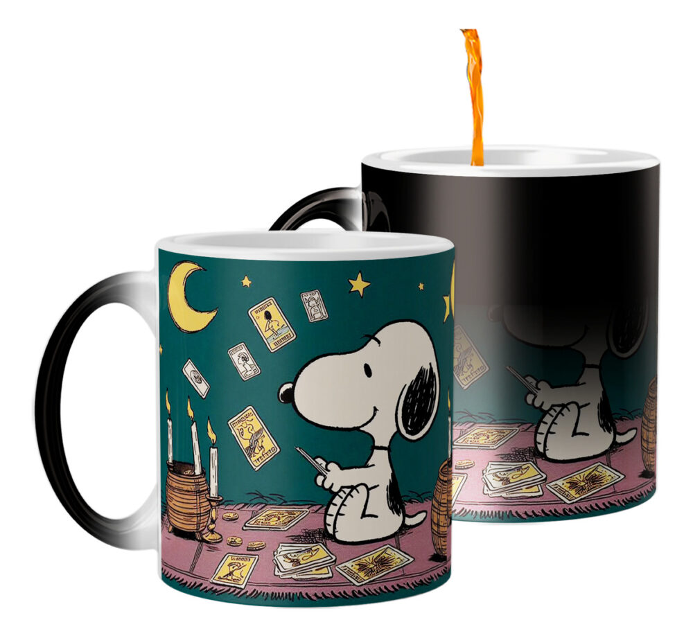 Taza Mágica Snoopy Tarot Cartas Luna Estrellas Perro - Image 2