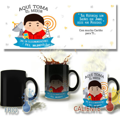 Taza Magica Aqui Toma El La Mejor Profesiones Regalo Familia INGENIERO TELECOMUNICACIONES