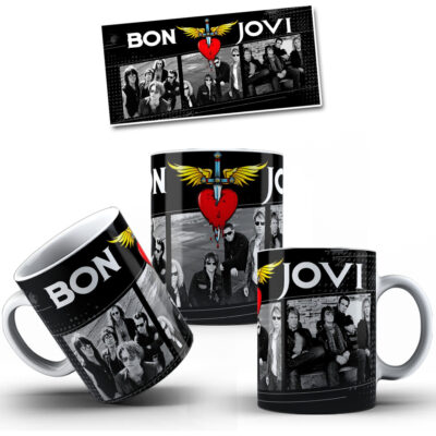 Taza Cerámica Rock Internacional Música Todas Las Bandas Pop bon jovi