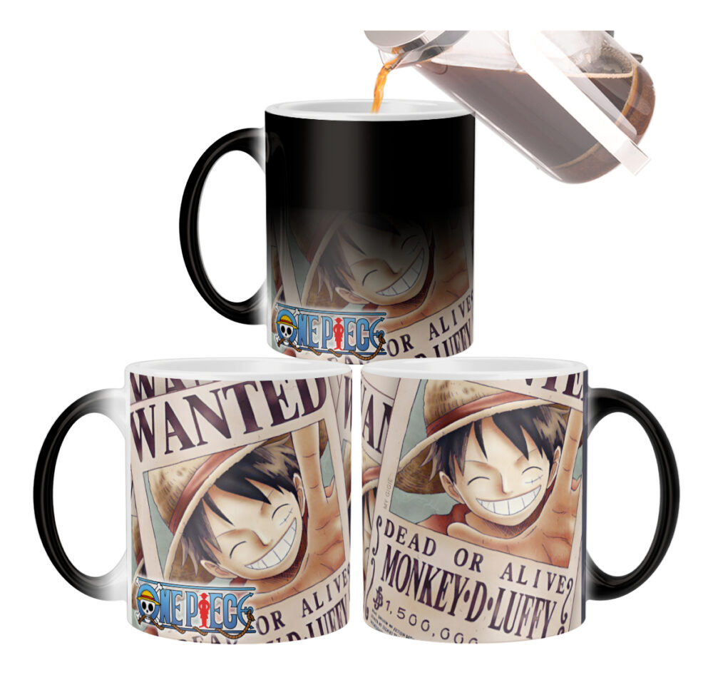 Taza Mágica One Piece Luffy Monkey Wanted Manga Anime