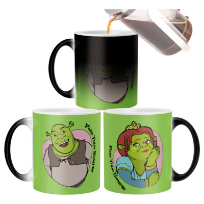 Taza Mágica Shrek Fiona Amor Frase Ogros Enamorados Siempre