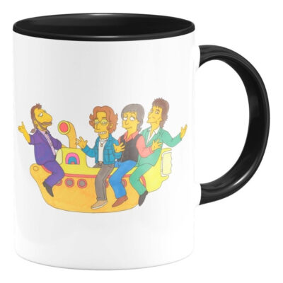 Taza Interior De Color The Beatles Simpson Yellow Submarine