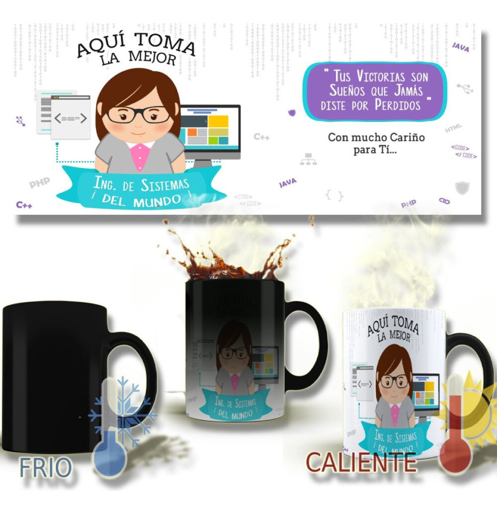 Taza Magica Aqui Toma El La Mejor Profesiones Regalo Familia INGENIERA SISTEMAS - Image 2