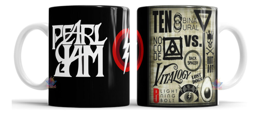 Taza Cerámica Pearl Jam Banda Rock Eddie Vedder Logos Discos - Image 2