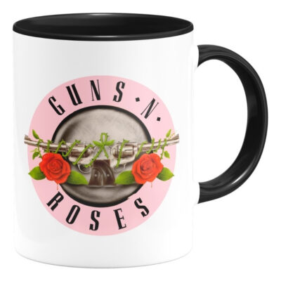 Taza Interior De Color Guns N Roses Logo Rosa