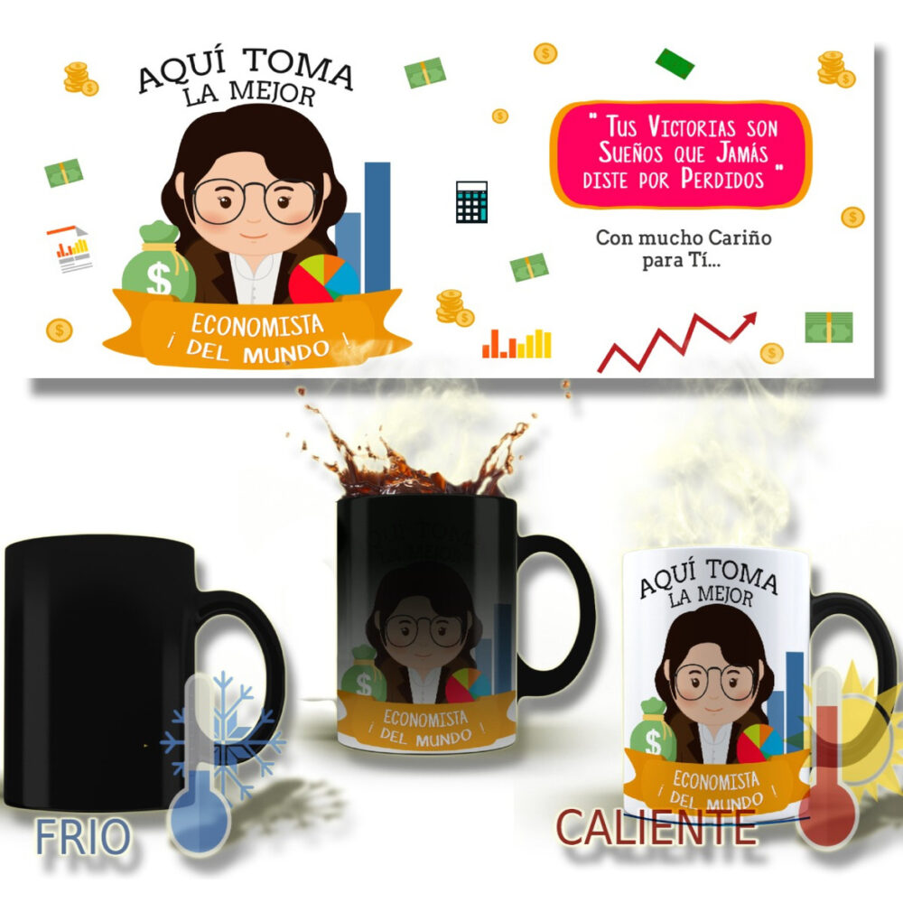 Taza Magica Aqui Toma El La Mejor Profesiones Regalo Familia ECONOMISTA MUJER - Image 2