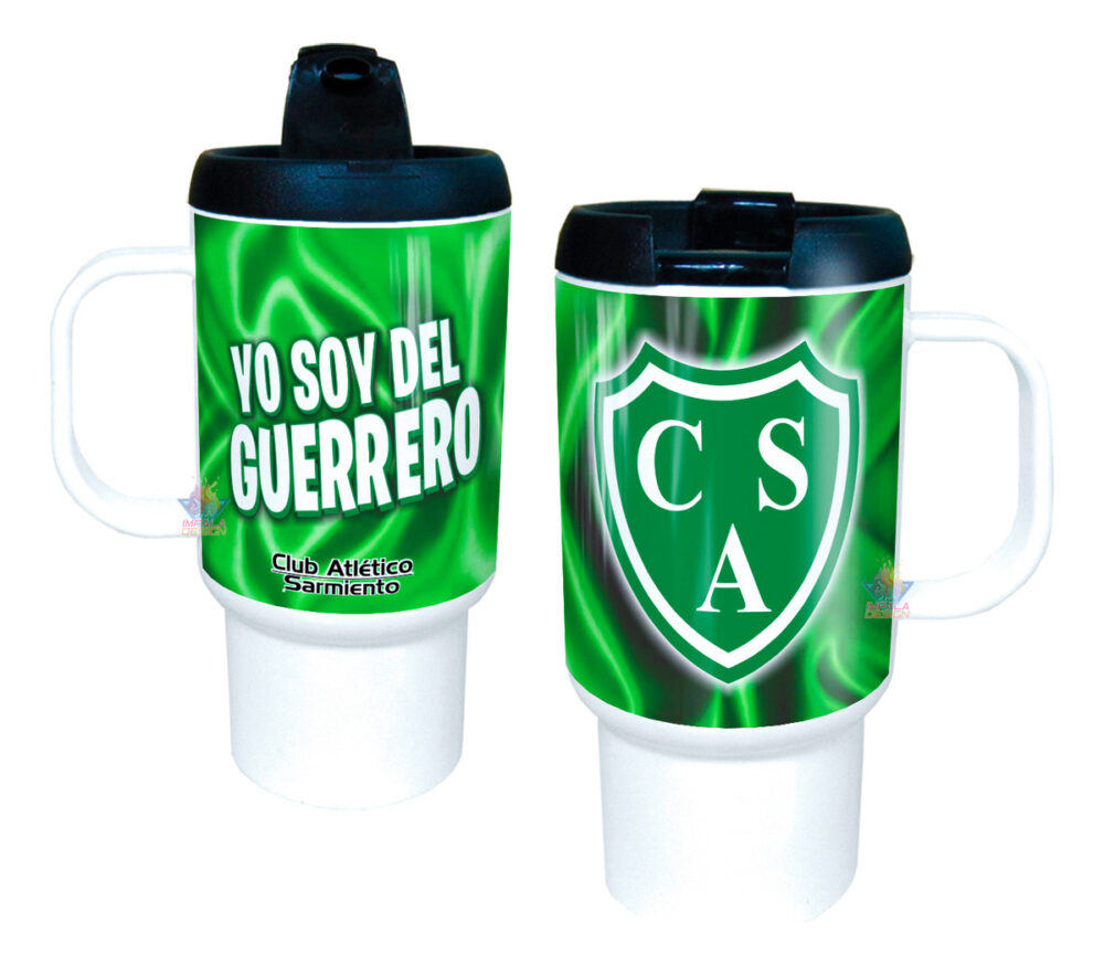 Jarro Térmico Equipos Fútbol Argentina Escudo Bandera Copa Sarmiento de Junín Guerrero Club Atlético