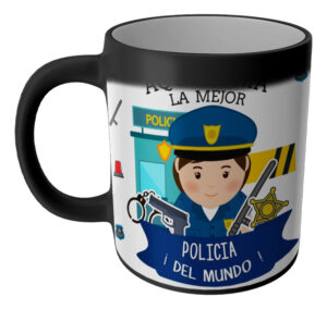 Taza Magica Aqui Toma El La Mejor Profesiones Regalo Familia POLICIA MUJER