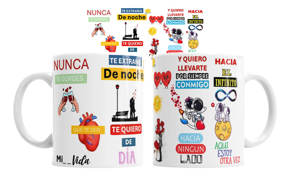 Taza Cerámica Airbag Nunca Te Olvides Letra Canción Amor