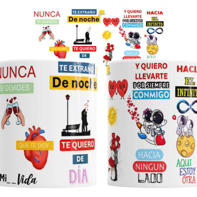 Taza Cerámica Airbag Nunca Te Olvides Letra Canción Amor