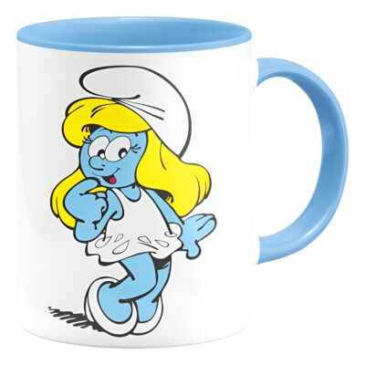 Taza Interior De Color Pitufina Pitufos Smurfs Retro