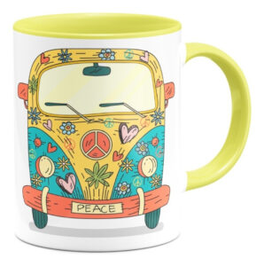 Taza Combi Hippie Estilo Retro Interior De Color