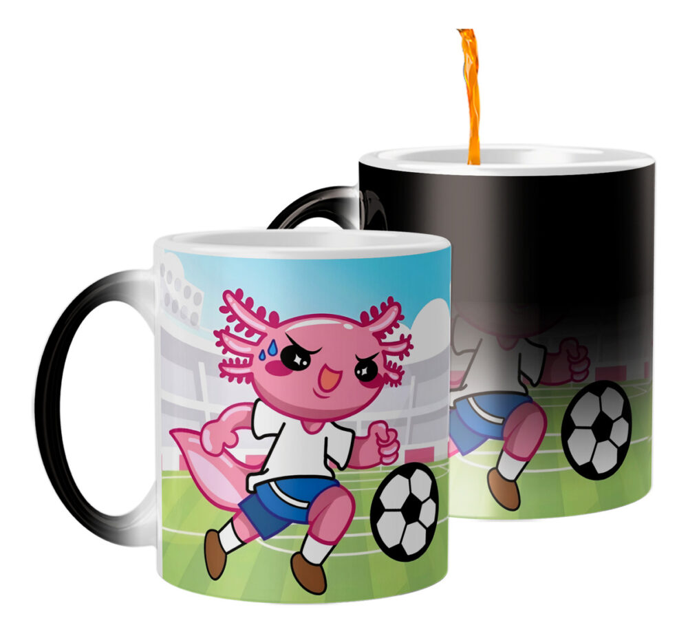 Taza Mágica Ajolote Kawaii Futbolista Futbol