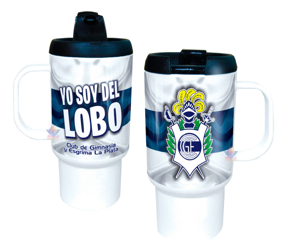 Jarro Térmico Equipos Fútbol Argentina Escudo Bandera Copa Gimnasia y Esgrima Lobo La Plata Club