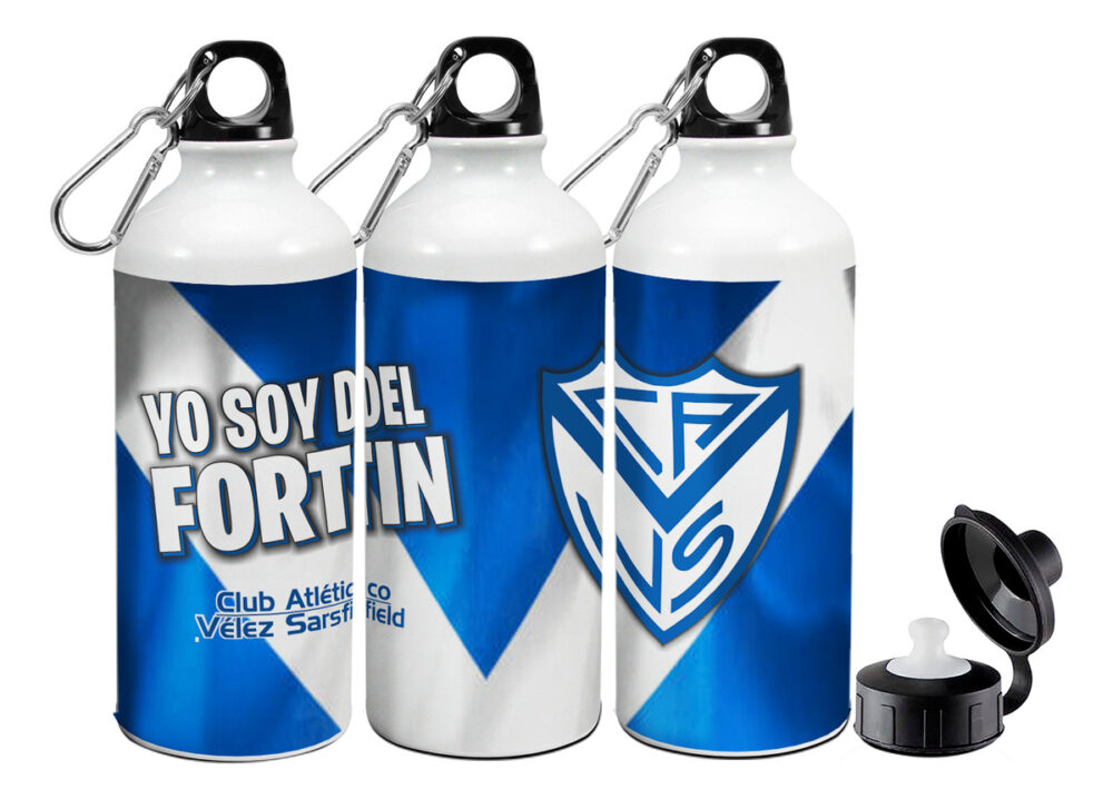 Botella Deportiva Agua Fortín Vélez Sarsfield Fútbol 2 Tapas