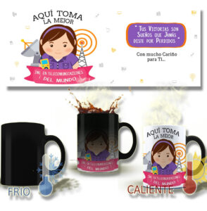 Taza Magica Aqui Toma El La Mejor Profesiones Regalo Familia INGENIERA TELECOMUNICACIONES