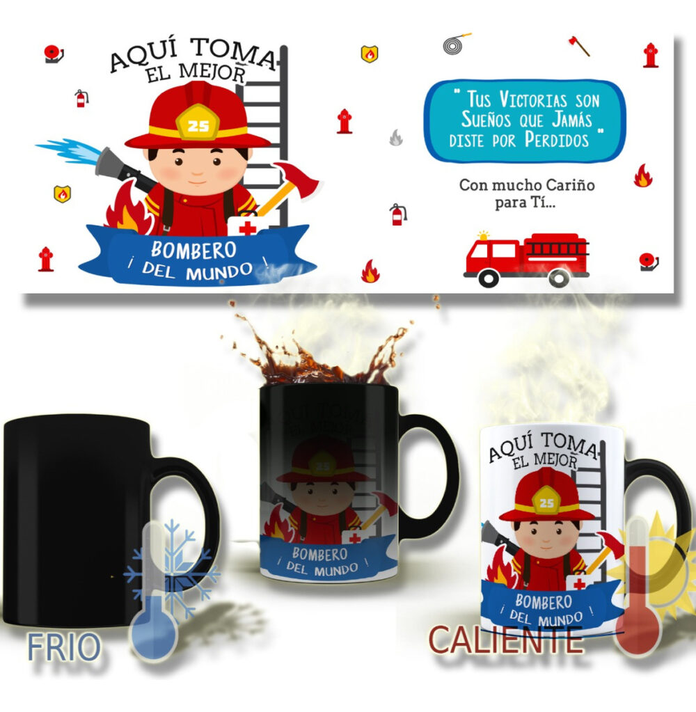 Taza Magica Aqui Toma El La Mejor Profesiones Regalo Familia BOMBERO