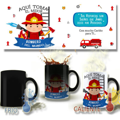 Taza Magica Aqui Toma El La Mejor Profesiones Regalo Familia BOMBERO