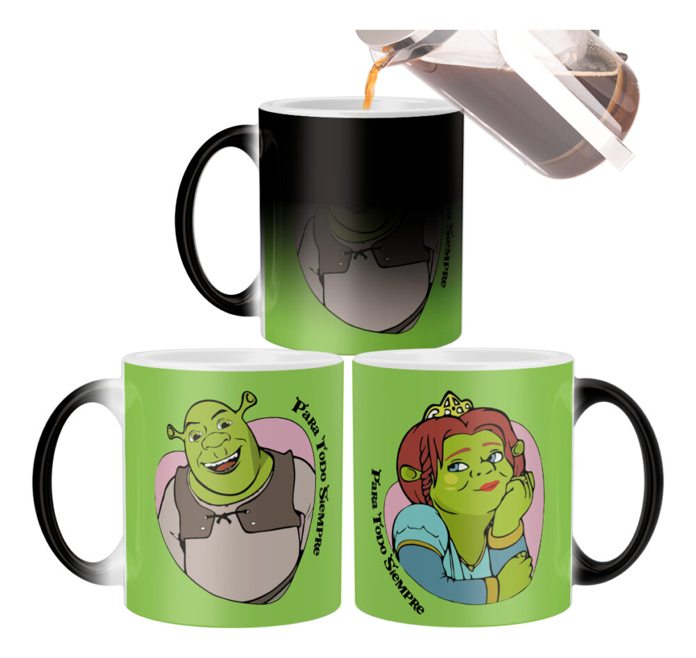 Taza Mágica Shrek Fiona Amor Frase Ogros Enamorados Siempre - Image 2