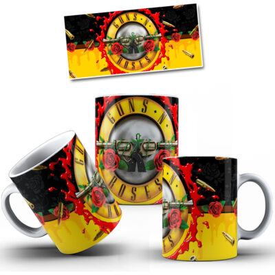 Taza Cerámica Rock Internacional Música Todas Las Bandas Pop Guns and Roses