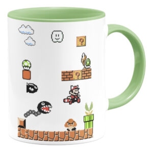 Taza Interior De Color Mario Pixel