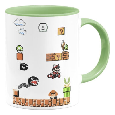 Taza Interior De Color Mario Pixel