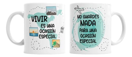 Taza Cerámica Frases de Viaje Avión Vivir 3 Taza Cerámica Frases de Viaje Avión Vivir - Imagen 3